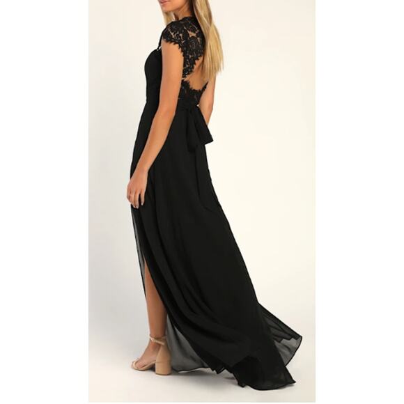 LULU'S SZ M Momentous Moments Black Lace Backless Formal Party Maxi Dress B119 - Picture 2 of 10